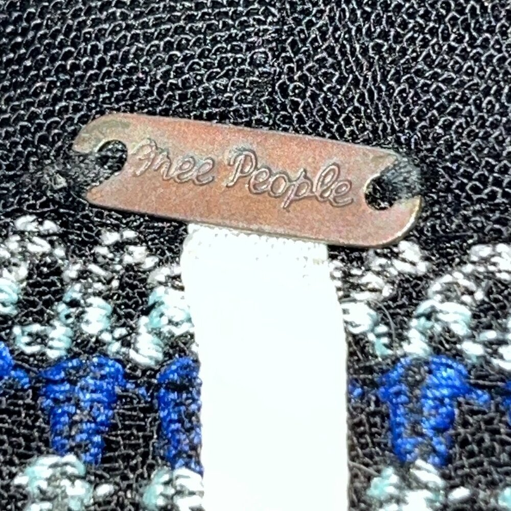 FP FREE PEOPLE STAR GAZER BLACK & BLUE LONG SLEEVE EMBROIDERED DRESS - EUC -  XS - Picture 11 of 14